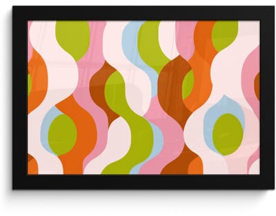 Poster in lijst - Fotolijst 30x20 cm - Posters - Abstract - Vormen - Roze - Posterlijst zwart - Decoratie - Wanddecoratie woonkamer - Muurdecoratie slaapkamer