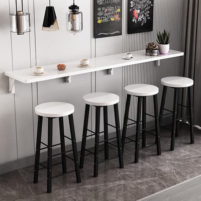 Klaptafel Hout - Wandmontage Tafel - Ruimte Besparen - Sterke Constructie - Wit