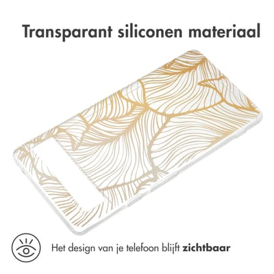 imoshion Hoesje - Geschikt voor Google Pixel 6a - Design hoesje verpakking - Golden Leaves Transparant