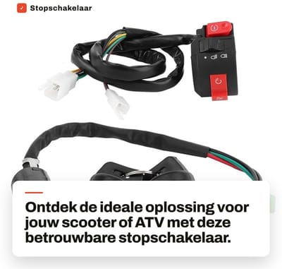 Dailygoods - Stopschakelaar - Stuurstopknop - Veiligheid voor scooter - Compact formaat - Contactschakelaar - Inclusief sleutels - Geschikt voor...