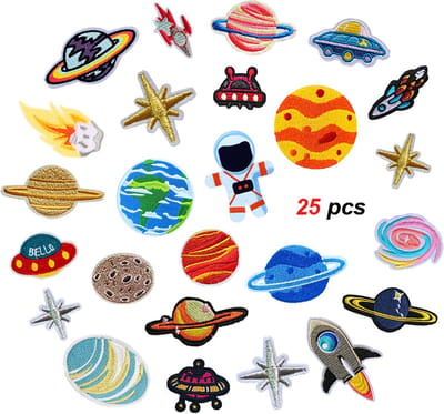 Rainbecom - Ruimte Series 25 delige set - Patches - Strijk Embleem - stof & strijk applicatie