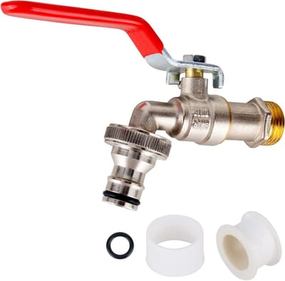Roestvrije 1/2 Inch Messing Tuinkraan - Vorstbestendig Universeel Model met 2 Gratis Slangconnectoren en 1 Rol Dichtband voor Watergebruik