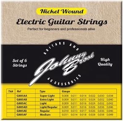Set van 6 Nickel Wound Elektrische Gitaar Snaren - Gauge Extra Light