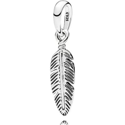 Nieuwe Echte Koperen Dromenvanger Veer Bedel Voor Armband Kralenpatroon Geschikt Voor Originele Armband Accessoires DIY Ambacht Dames Sieraden white