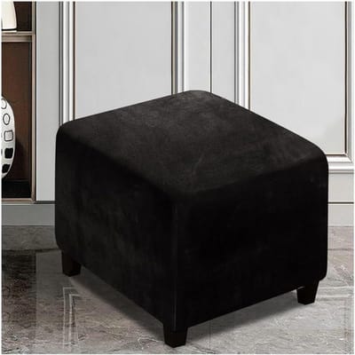 Ottoman Hoes - Poefhoes Vierkant - Meubels Beschermen - Zacht Fluweel - 40x40x40cm - Zwart