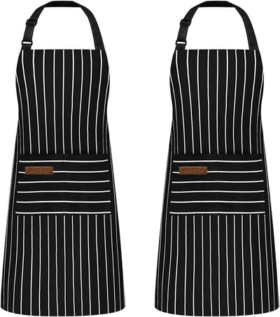 Verstelbare Keuken Schorten met Zakjes voor Koken en BBQ - Antivuil en Duurzaam voor Mannen en Vrouwen - Set van 2 in Zwart en Bruin