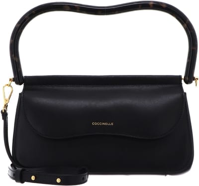 COCCINELLE Leren handtas schoudertas Cora Handbag Calf Smooth Leather Noir zwart