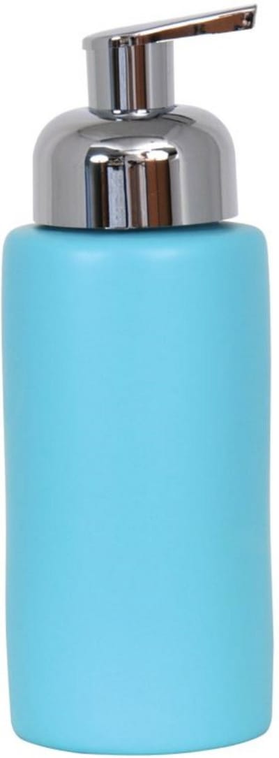 MSV Zeeppompje/dispenser Kyoto - keramiek - pastel blauw/zilver - 6.5 x 18 cm - 250 ml