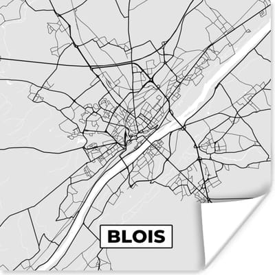 Poster Plattegrond - Blois - Stadskaart - Kaart - Frankrijk - 100x100 cm XXL