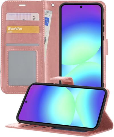Hoesje - Geschikt voor Samsung Galaxy A56 - Luxe Bookcase - Walletcase Hoes - Portemonnee - Cover - Telefoonhoes - Rosé goud
