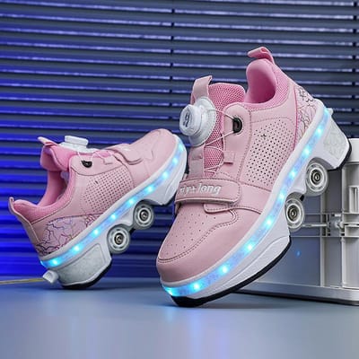 Runaway Shoes Nieuwe Vierwielige Deformatie Studenten Sportschoenen met Lichtjes Opladen Rolschaatsen Kinderen Heren en Dames Schaatsen Vluchtschoenen 40