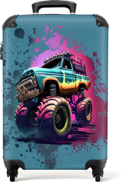 NoBoringSuitcases.com® - Kinderkoffer monstertruck - Koffer kind jongen - 55x35x25