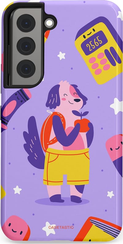 Casetastic hoesje geschikt voor Samsung Galaxy S22 - Dubbellaagse bescherming - Tussen boeken en sterren - Fashion Case - Lavendel Geel