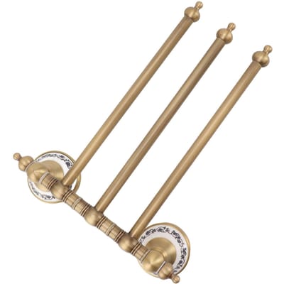 Draaibare Handdoekstang Antiek Messing Handdoekenrek Gedraaide Handdoekhanger Houder voor Badkamer Drie Stangen brown