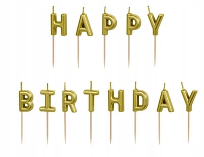 Gouden 'Happy Birthday' Strik, 2,5 cm, 13 st