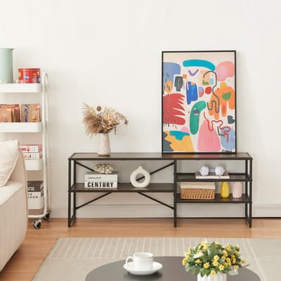 TV meubel Västiarharg 120x30x46 cm zwart en walnootkleurig [en.casa]