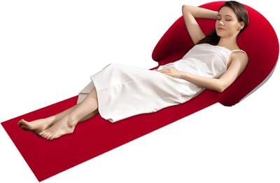 Draagbare Strandmat - Campingmat Kussen - Ontspannen Buiten - Opblaasbaar Neksteun - 70x30 Inch - Rood