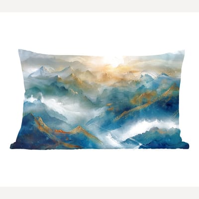 Sierkussens - Kussentjes Woonkamer - 60x40 cm - Abstract - Landschap - Bergen - Blauw - Modern