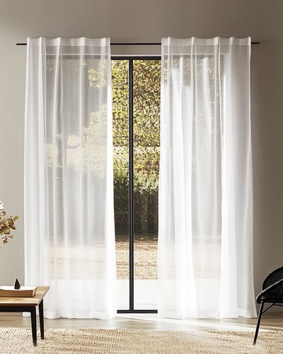 HOOMstyle kant en klaar gordijn met haakjes Aura - Vitrage - Voile - Met plooiband - 140x270cm - Wit