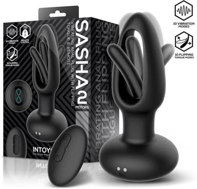 IY Sasha - Vibrerende Buttplug met Bewegend Tongetje en Afstandsbediening - Zwart