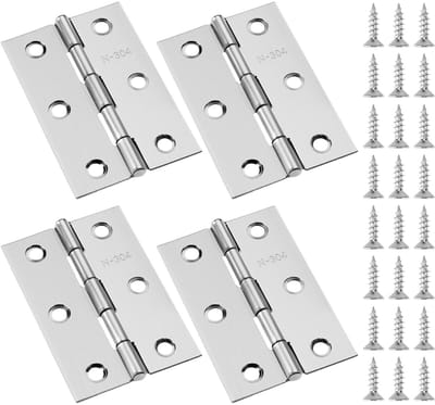 Dailygoods - Anstore Scharnieren, inklapbaar, 75 x 50 x 1 mm, 4 stuks, zilveren scharnieren van roestvrij staal, voor deuren, ramen, kasten, 270 graden scharnieren, zware belasting, deurscharnieren met 48