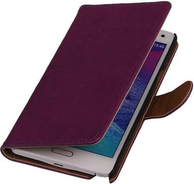 Washed Leer Bookstyle Wallet Case Hoesje - Geschikt voor Samsung Galaxy Core LTE G386F Paars