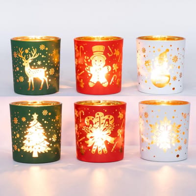 Set van 6 Theelicht Kaarsenhouders voor Feestelijke Tafeldecoratie