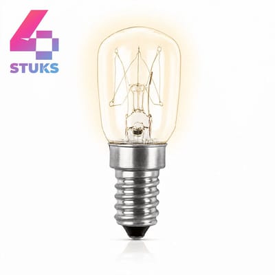 4x Mini Gloeilamp E14 - 15W - Warm Wit Licht (2700K) - 110 lm - 1 jaar - Dimbaar