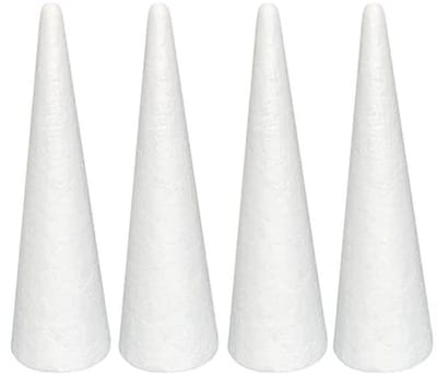 Schuimkegels voor Creatieve Doe-Het-Zelf Projecten - 4 Stuks, 9 x 30 cm, Wit