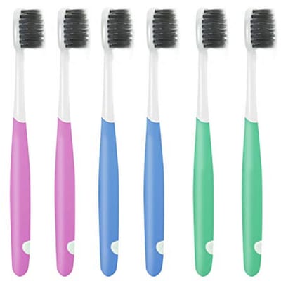Dailygoods- Tandenborstel 6-pack - Ultrazacht - Houtskool - Ergonomische Grip - Taps Toelopende Haren - Hoogwaardige Materialen - Tandenborstels