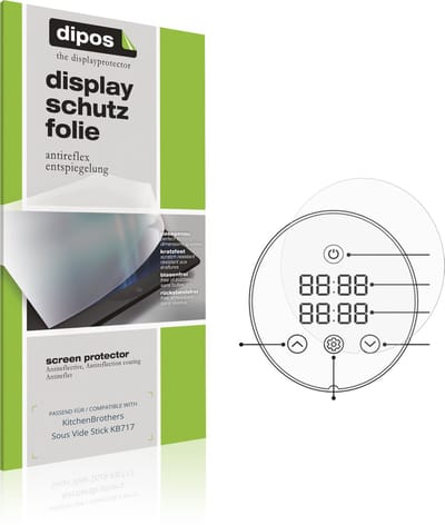 dipos – 4x Matte Beschermfolie geschikt voor KitchenBrothers Sous Vide Stick KB717 | Krasbestendige & antireflecterende Screenprotector Ultra-Thin