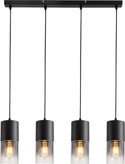 Olucia - HUY - Hanglamp - Zwart / Grijs - 4L - Vorm: Rechthoek