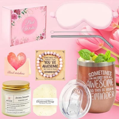Cadeauset Vrouwen - Verwenpakket - Ontspanning Thuis - Geïsoleerde Beker - 360 ml - Roze