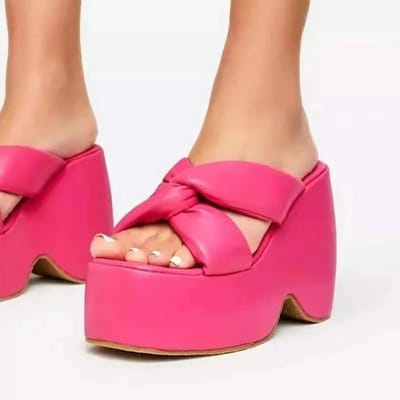 Verkoop Nieuwe Zomer Dames Platform Sandalen met Open Teen Gladiator Mode Knoop Hoge Hakken Sleehakken Espadrilles Damesschoenen 36