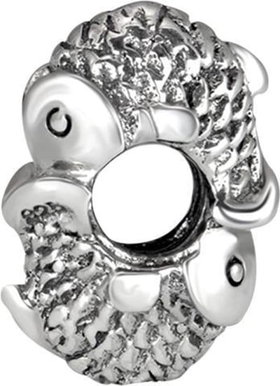 Quiges - 925 - Zilveren - Bedels -Sterling zilver - Beads - Vis Kraal Charm - Geschikt – voor - alle bekende merken - Armband Z055