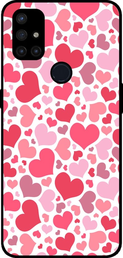 Smartphonica Telefoonhoesje Geschikt voor OnePlus Nord N10 5G met Hartjes Print - Hearts Design TPU Backcover Case - Kinder Hoesje met Hartjes Design geschikt voor OnePlus Nord N10 5G