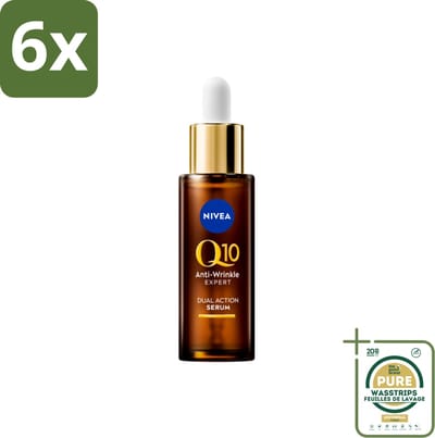 NIVEA - Gezichtsserum - Q10 Dubbele Werking Anti-Rimpel - Dubbele werking - Vermindert & voorkomt rimpels - 30 ml - Voordeelverpakking - 6 stuks - Rimpelvermindering - Anti-aging serum