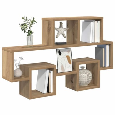 vidaXL - Wandplank - Muurmontage - artisanaal - eikenkleurig - 82 - x - 15 - x - 51 - cm