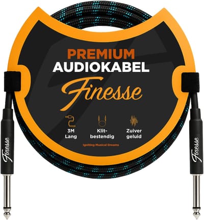 Finesse Gitaarkabel - 300cm - Jack 6.35mm - Audio Kabel - Instrumentkabel - Gitaar Kabel