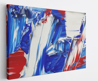 Saammp Canvas Schilderij - Grof - Penseelstreken - Blauw - Abstract - 40x30 - Foto op canvas - Wanddecoratie - Muurdecoratie Woonkamer - Kantoor Decoratie