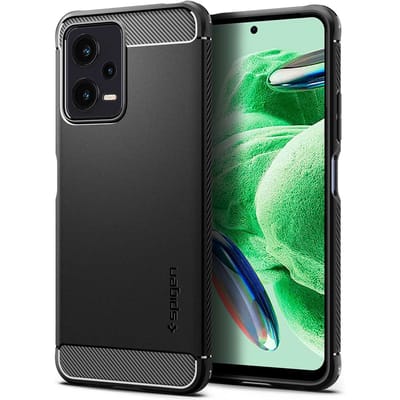 Spigen Rugged Armor Hoesje voor de Xiaomi Redmi Note 12 5G / Poco X5 - Back Cover met Air Cushion Zwart