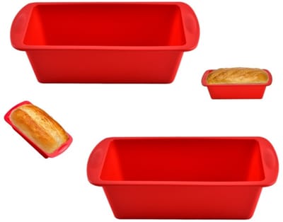 2 stuks- siliconen bakvorm voor cake - DIY bakgereedschap - Rechthoekige siliconen toastvorm - Antiaanbak bakvorm - Lange brood- en cakevorm - Siliconen bakvorm - Rood - 19,2*9,5*5,5 cm - Geschikt voor het bakken van cakes en brood