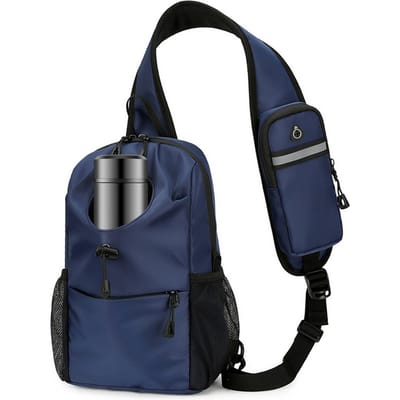 Crossbody Rugzak met Meerdere Vakken Waterdichte Cross Body Borsttas Lichtgewicht Dagrugzak blauw