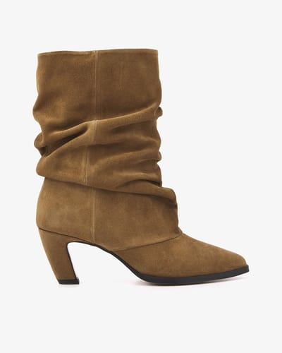 VIA VAI Elisa Palmer Enkellaarsjes Dames - Suède - Beige - Maat 37