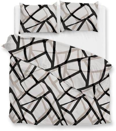Zohome Serena Dekbedovertrek - Grijs - Lits-jumeaux - Dekbedhoes van 100% Katoen-Flanel - Abstract - 240x220 + 2 slopen 60/70 cm - AW25