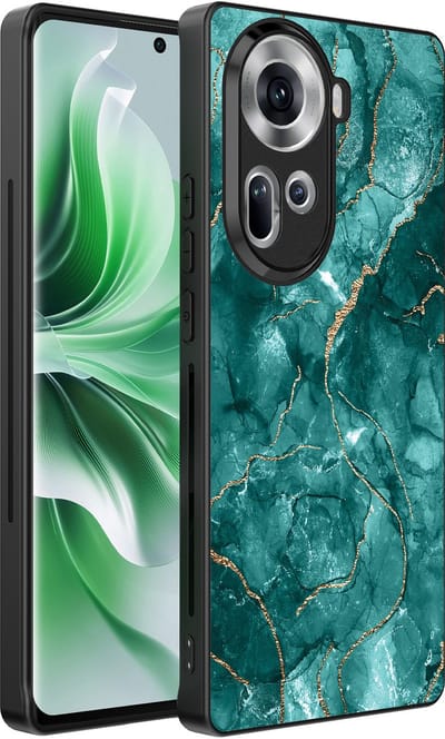 Smartphonica Telefoonhoesje Geschikt voor Oppo Reno 11 met marmer opdruk - TPU backcover case marble design - Goud Groen geschikt voor Oppo Reno 11