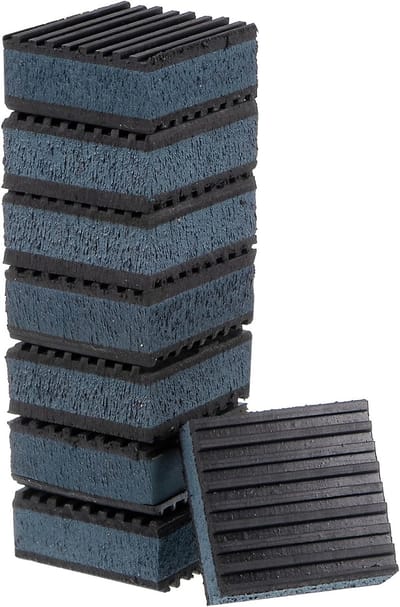 8 Stuks EVA Foam Anti-Vibratie Pads - 5cm x 5cm x 2.2cm, Geluidsisolatie, Antislip, Geschikt voor HVAC en Wasmachines, Zwart en Blauw