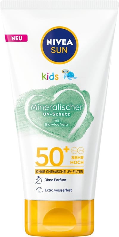 NIVEA Zonnebrand melk 50 - Sun Kids Zonnemelk SPF 50+ – Minerale SPF – Zonder Parfum – Kinderen – 150 ml