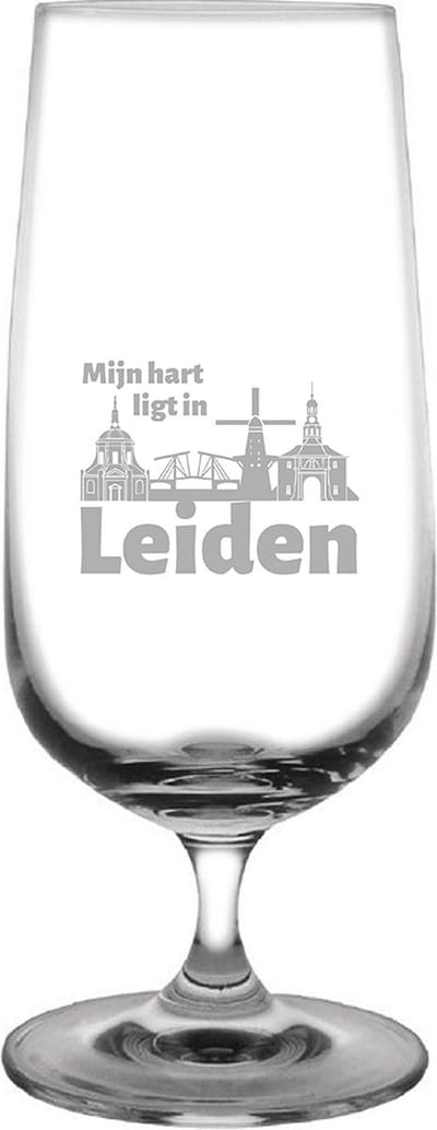 Gegraveerde bierglas op voet 41cl Leiden