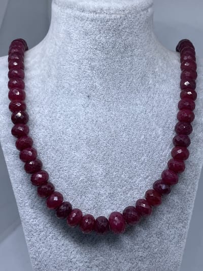 Elegante Natuurlijke Robijn Halsketting - Hoogwaardige Sieraden met Echt Robijn, Luxe Collier van 49 cm